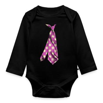 t-shirt cravate Krawatte cravate stropdas corbata - Body Bébé bio manches longues - noir - Devant