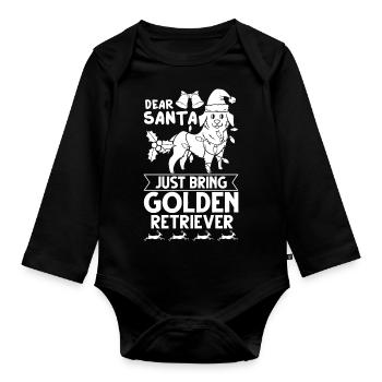 Golden Retriever Hund Welpen Besitzer Weihnachten - Baby Bio-Langarm-Body - Schwarz - Vorne