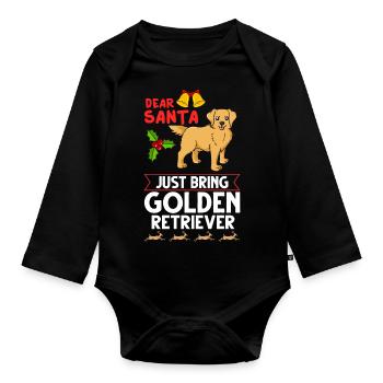 Golden Retriever Hund Welpen Besitzer Weihnachten - Baby Bio-Langarm-Body - Schwarz - Vorne