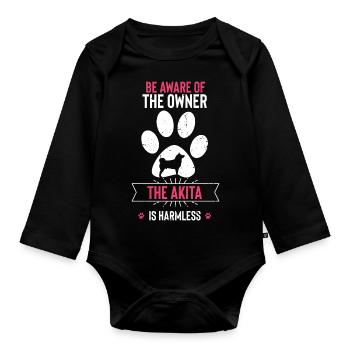 Akita - Baby Bio-Langarm-Body - Schwarz - Vorne