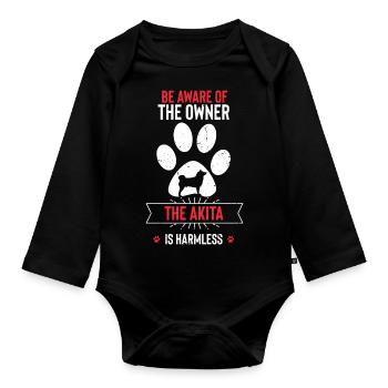 Akita - Baby Bio-Langarm-Body - Schwarz - Vorne