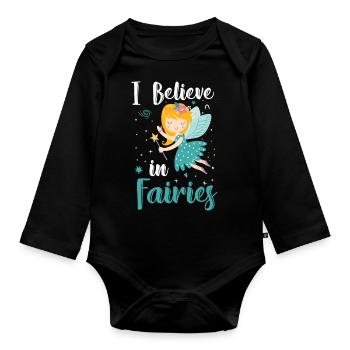 Fantasy Girl Sister Princess - Organic Longsleeve Baby Bodysuit - black - Front