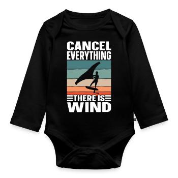 Wing Foiling Surf Surfing Surfer - Organic Longsleeve Baby Bodysuit - black - Front