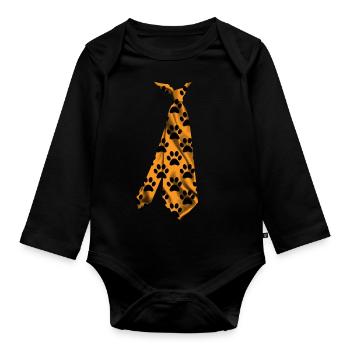 bunt bedruckte Krawatte T-Shirt Design Pfoten - Baby Bio-Langarm-Body - Schwarz - Vorne