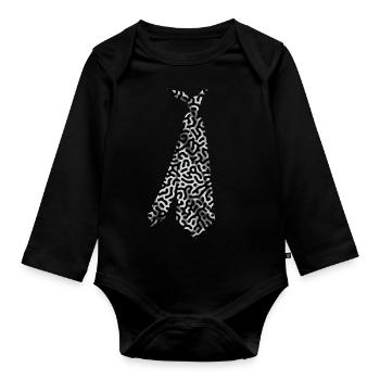 printed necktie t-shirt turing pattern black grey - Organic Longsleeve Baby Bodysuit - black - Front
