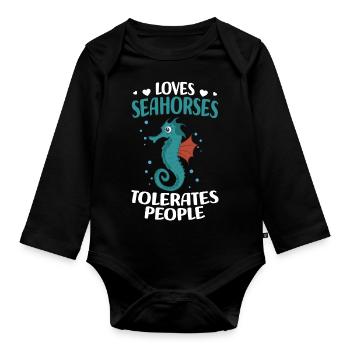 Seahorse | Sea Seahorse Animals Fish Gift - Organic Longsleeve Baby Bodysuit - black - Front
