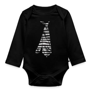 tie necktie Krawatte corbata stropdas solmio - Organic Longsleeve Baby Bodysuit - black - Front