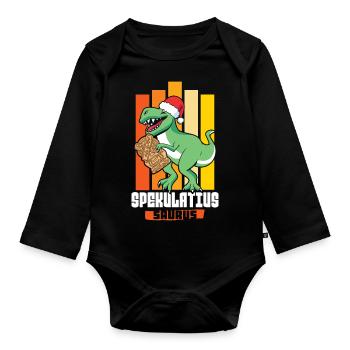 Spekulatius Saurus - Baby Bio-Langarm-Body - Schwarz - Vorne