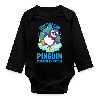 Ich Bin Ein Pinguin im Menschen Kostüm Pinguine - Baby Bio-Langarm-Body - Schwarz - Vorne