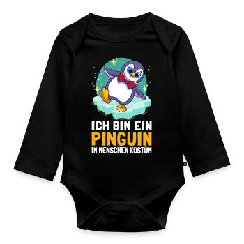 Ich Bin Ein Pinguin im Menschen Kostüm Pinguine - Baby Bio-Langarm-Body - Schwarz - Vorne