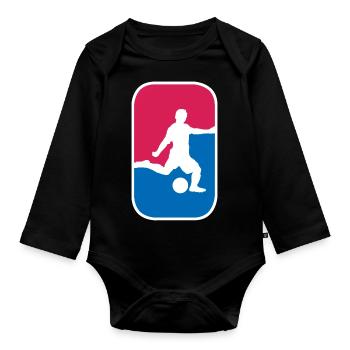 Fußball Kicker Soccer WM Fan lustiges Geschenk - Baby Bio-Langarm-Body - Schwarz - Vorne