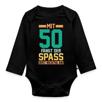 Fünfzig Fünfzigster 50 Jahre Geburtstag - Baby Bio-Langarm-Body - Schwarz - Vorne