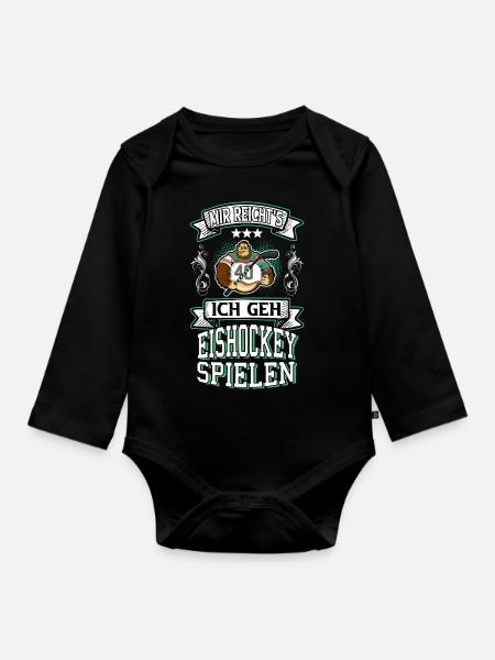 Eishockey Eishockeyspieler Spruch Sport Vintage - Baby Bio-Langarm-Body - Schwarz