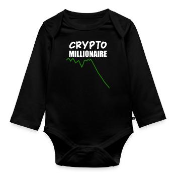 Crypto Millionaire Loading Funny Bitcoin Ethereum - Body Bébé bio manches longues - noir - Devant