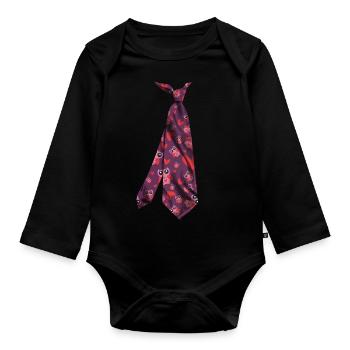 t-shirt cravate cravate Krawatte corbata stropdas - Body Bébé bio manches longues - noir - Devant