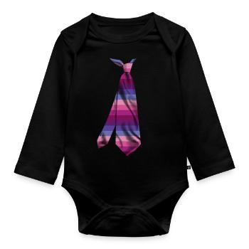 tie necktie corbata Krawatte solmio stropdas - Organic Longsleeve Baby Bodysuit - black - Front