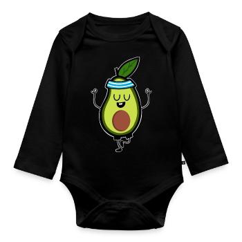 Avocado Meditation Yoga - Organic Longsleeve Baby Bodysuit - black - Front