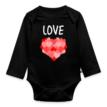 Viel Liebe: Liebesherzen - Baby Bio-Langarm-Body - Schwarz - Vorne