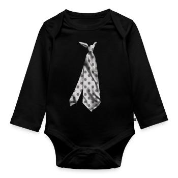 t-shirt cravate chien Krawatte Hund cravate chien - Body Bébé bio manches longues - noir - Devant