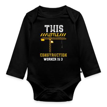 This Little Construction Worker... - Organic Longsleeve Baby Bodysuit - black - Front