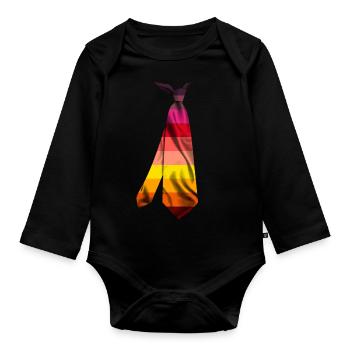 cravate cravate t-shirt Krawatte stropdas cravat - Body Bébé bio manches longues - noir - Devant