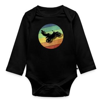 Motocross Biker Circle colorful gift - Organic Longsleeve Baby Bodysuit - black - Front