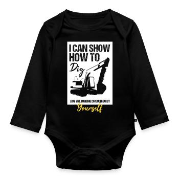 Excavator operator for excavators Sand excavators - Organic Longsleeve Baby Bodysuit - black - Front