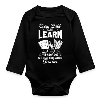Special education Special education Promoting special needs - Organic Longsleeve Baby Bodysuit - black - Front