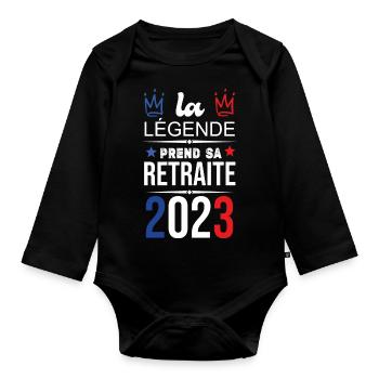 La Légende Prend Sa Retraite 2023 - Body Bébé bio manches longues - noir - Devant