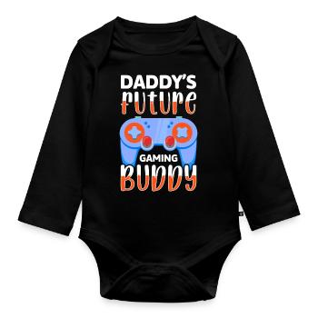 Pregnant Birth Family Baby Sayings - Organic Longsleeve Baby Bodysuit - black - Front