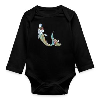 Mermaid as a man colorful | Gift - Organic Longsleeve Baby Bodysuit - black - Front