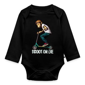 Stunt Scooter Monkey Does Tricks - Organic Longsleeve Baby Bodysuit - black - Front
