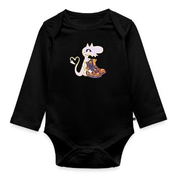 Kleiner Drache mit Schuhen - Baby Bio-Langarm-Body - Schwarz - Vorne