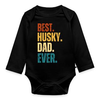 Meilleur Husky Papa Father’s Day Gift Dogs Husky - Body Bébé bio manches longues - noir - Devant