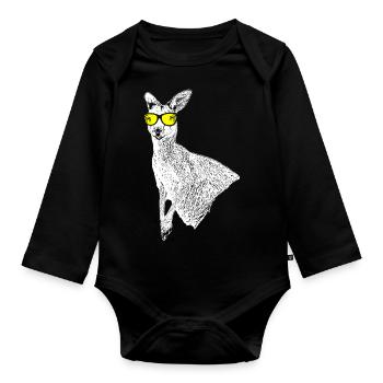 Känguru Tierliebhaber Naturfans Sonnenbrille Kängu - Baby Bio-Langarm-Body - Schwarz - Vorne