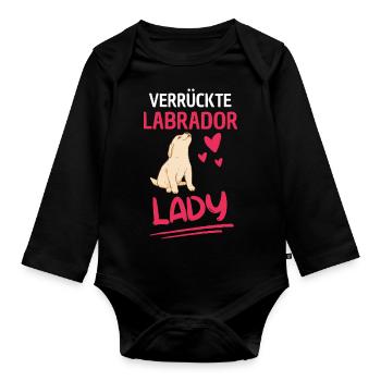 Hunde Lady Hundebesitzer Frauen Geschenk Labrador - Baby Bio-Langarm-Body - Schwarz - Vorne