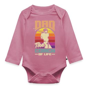 Dad The Coch Of Life Fathers Day Baseball - Baby Bio-Langarm-Body - Mauve - Vorne