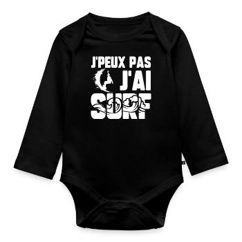 J’peux pas j’ai surf - Body Bébé bio manches longues - noir - Devant