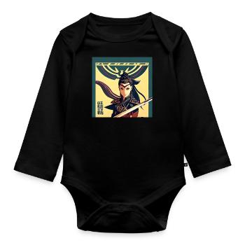 Japanese fighter - Organic Longsleeve Baby Bodysuit - black - Front