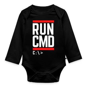 Run CMD Lustiger Spruch Informatik Nerd Code - Baby Bio-Langarm-Body - Schwarz - Vorne