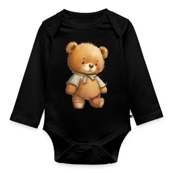 Teddy - Baby Bio-Langarm-Body - Schwarz - Vorne