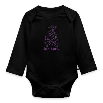 Lila Seifenblasen für Badfans - Baby Bio-Langarm-Body - Schwarz - Vorne