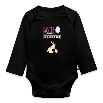Easter loading - Ostern lädt lustiges Ostermotiv - Baby Bio-Langarm-Body - Schwarz - Vorne