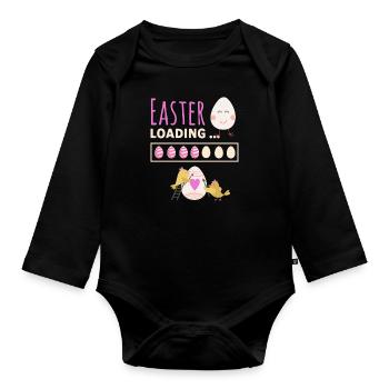 Easter loading - Ostern lädt lustiges Ostermotiv - Baby Bio-Langarm-Body - Schwarz - Vorne