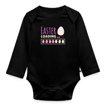Easter loading - Ostern lädt lustiges Ostermotiv - Baby Bio-Langarm-Body - Schwarz - Vorne