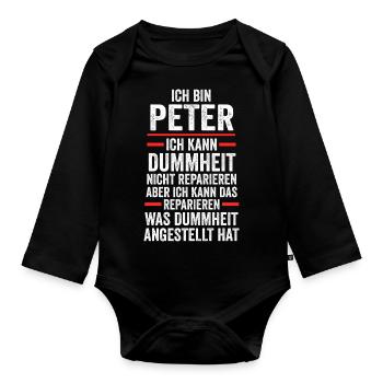Peter - Baby Bio-Langarm-Body - Schwarz - Vorne