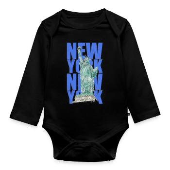 Freiheitsstatue New York - Baby Bio-Langarm-Body - Schwarz - Vorne