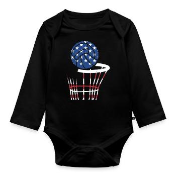 Sport Us Flag Netball - Organic Longsleeve Baby Bodysuit - black - Front