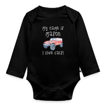 Mein Name Ist Mason. Ich Liebe Autos. Lustiges - Baby Bio-Langarm-Body - Schwarz - Vorne
