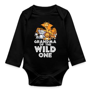 grandma of the wild one Design for a african - Organic Longsleeve Baby Bodysuit - black - Front